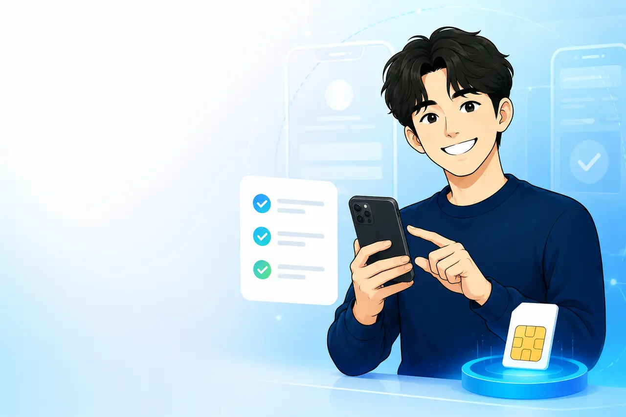 휴대폰 개통 순서를 안내하는 선불폰형님